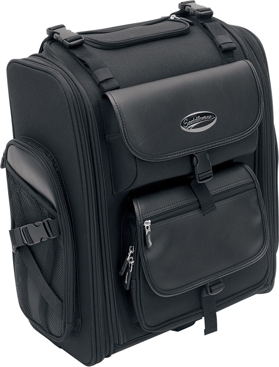 SISSY BAR BAG EXPANDABLE TEXTILE BLACK