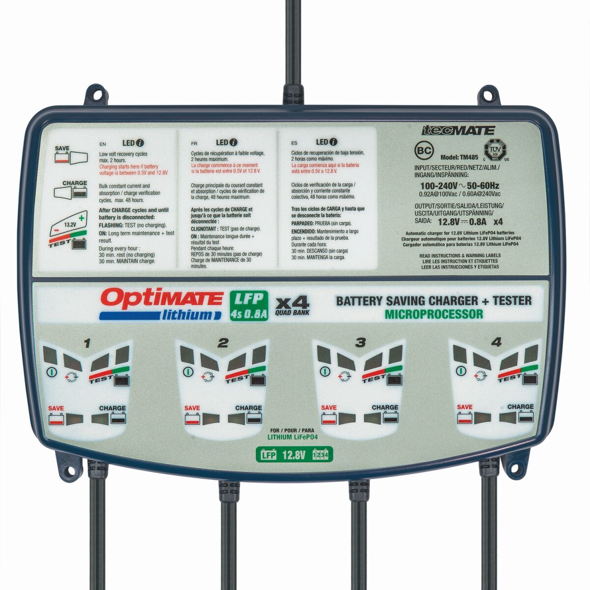 OptiMate Lithium LFP 4s 0.8A, neli kanalit