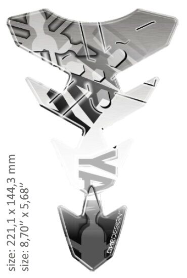 Universaalne paagipadi, läikiv must/hall/valge, Yamaha disain, 22,11 cm x 14,43 cm | 8.70" x 5.68"