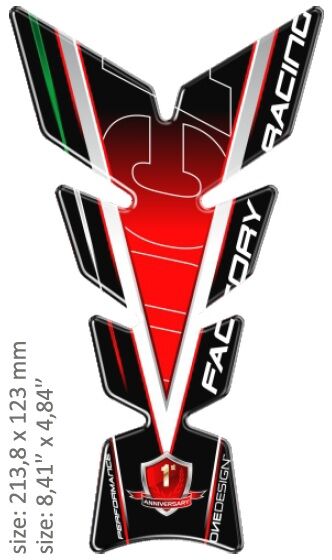 Universaalne paagipadi, läikiv punane/must/valge/roheline, Ducati disain, 21,38 cm x 12,3 cm | 8.41" x 4.84