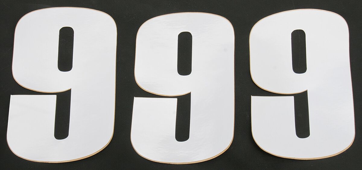 Võistlusnumber, valge, 6" # 9