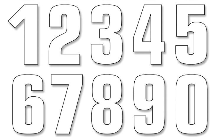 Numbrikleebiste komplekt #0-9, Two seeria, valge