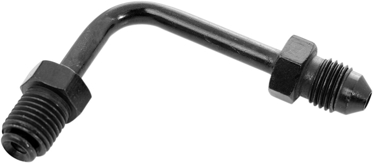 Pidurivooliku adaptertoru, roostevaba teras, 90°, lühike, must, -03, 2x isane 3/8x24 JIC/UNF, üleminek 3/8x24 JIC/UNF
