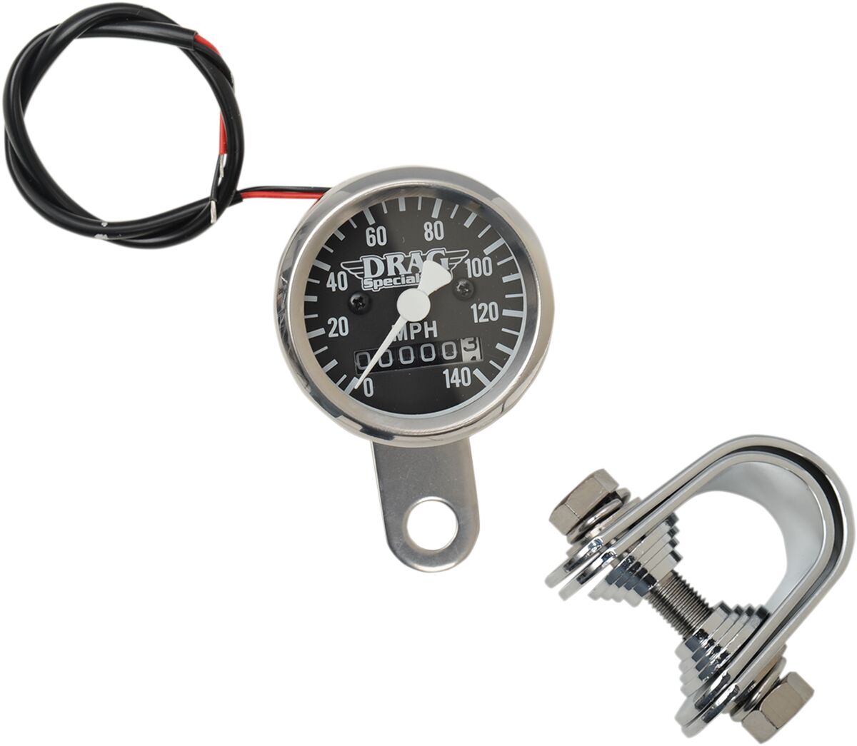 1.8" MECHANICAL SPEEDOMETER 2240:60 CHROME HOUSING BLACK FACE