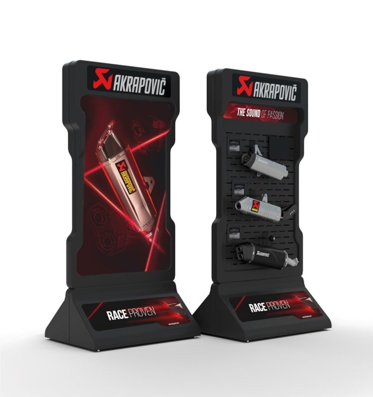Akrapovic POS-stend, moto graafika