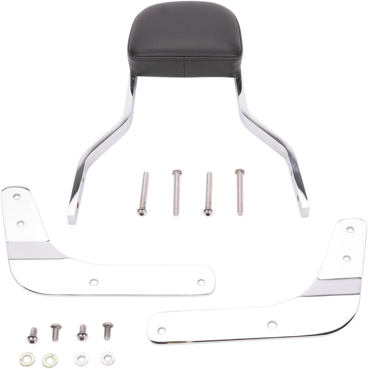 SHORT SQUARE SISSY BAR WITH PAD CHROME