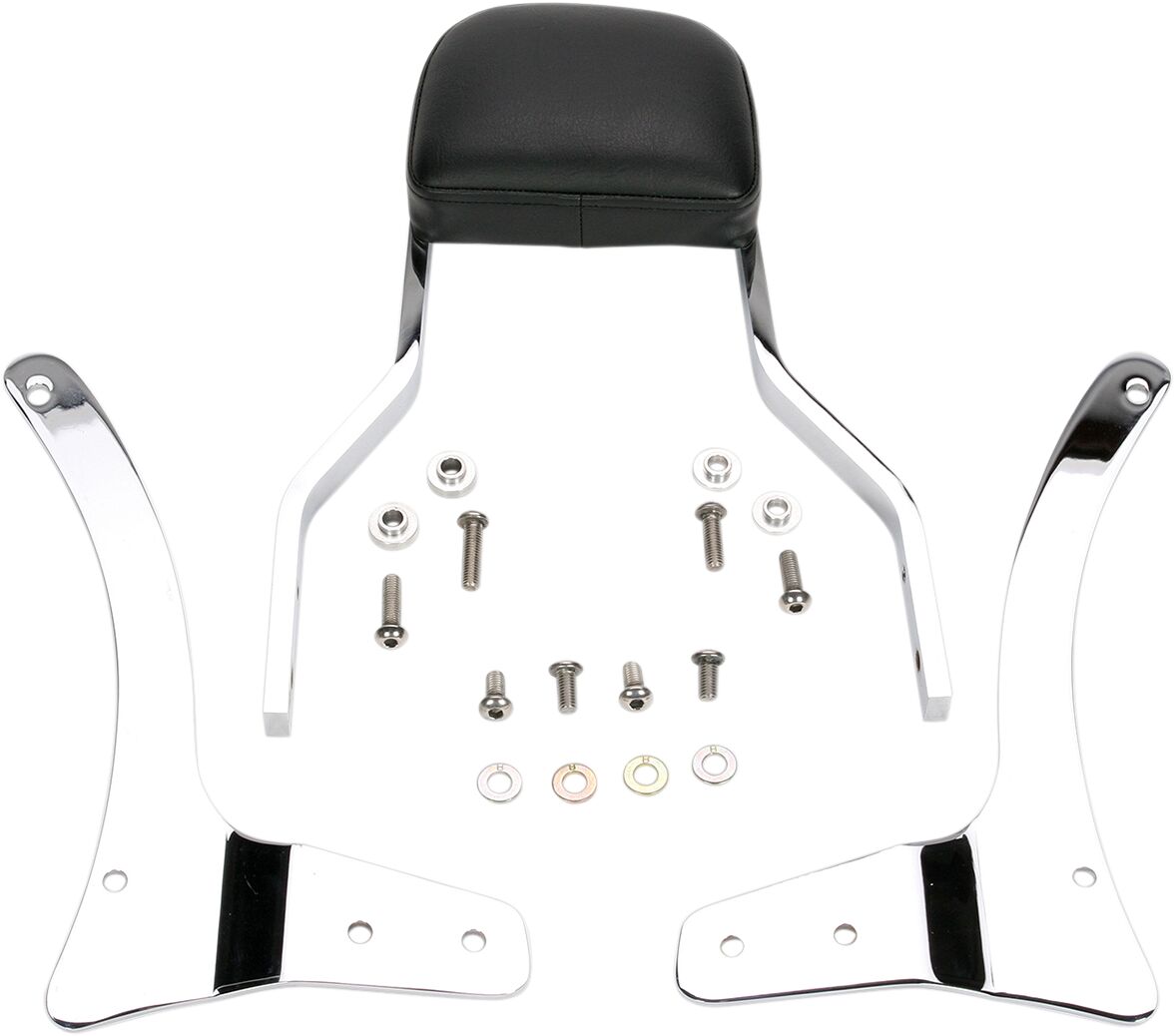 SHORT SQUARE SISSY BAR WITH PAD CHROME