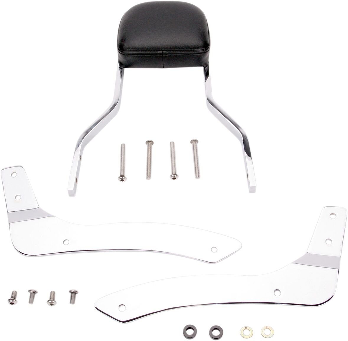 SHORT SQUARE SISSY BAR WITH PAD CHROME