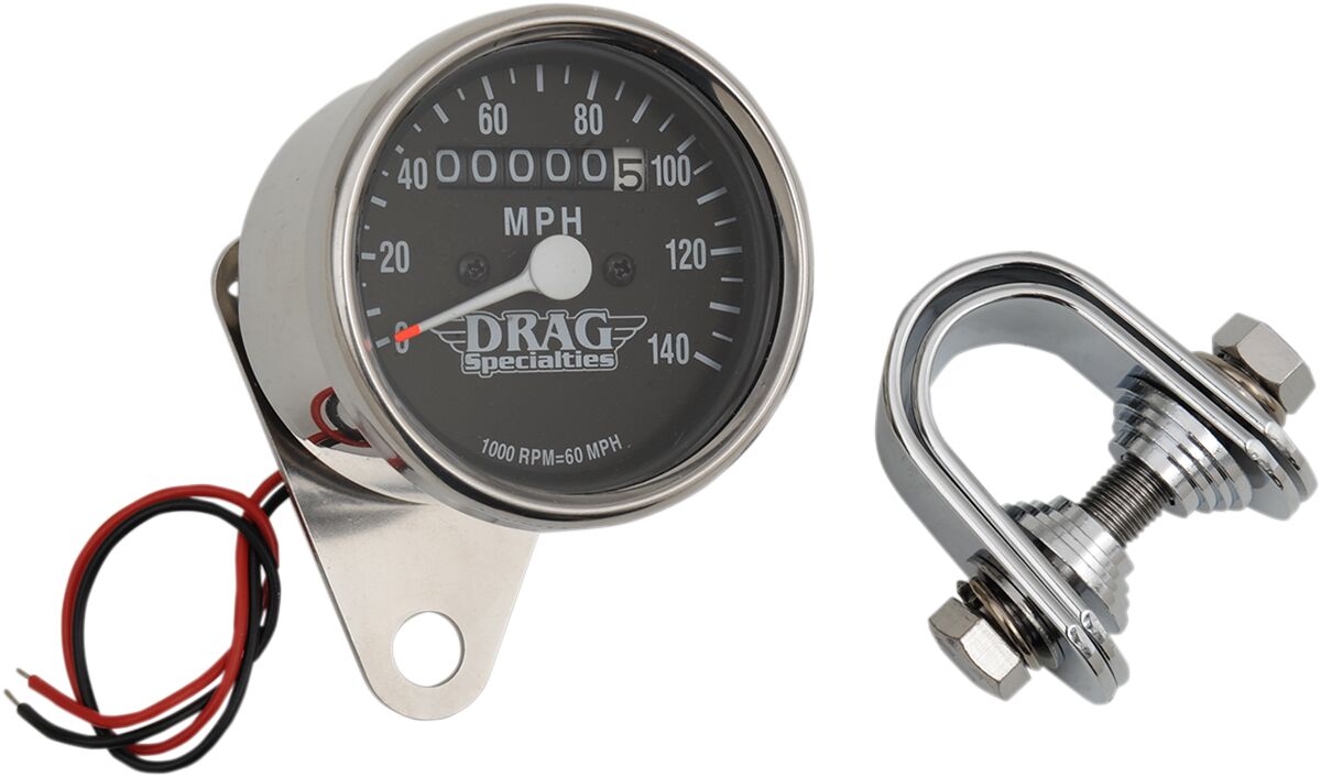 2.4" MECHANICAL SPEEDOMETER 1:1 CHROME BLACK FACE