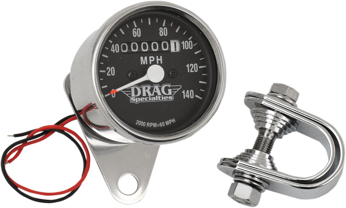 2.4" MECHANICAL SPEEDOMETER 2:1 CHROME BLACK FACE