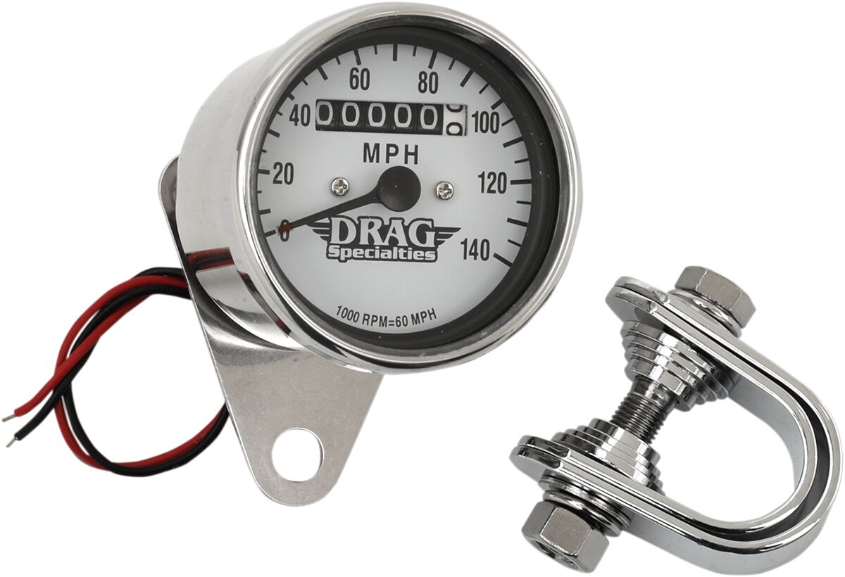 2.4" MECHANICAL SPEEDOMETER 1:1 CHROME WHITE FACE
