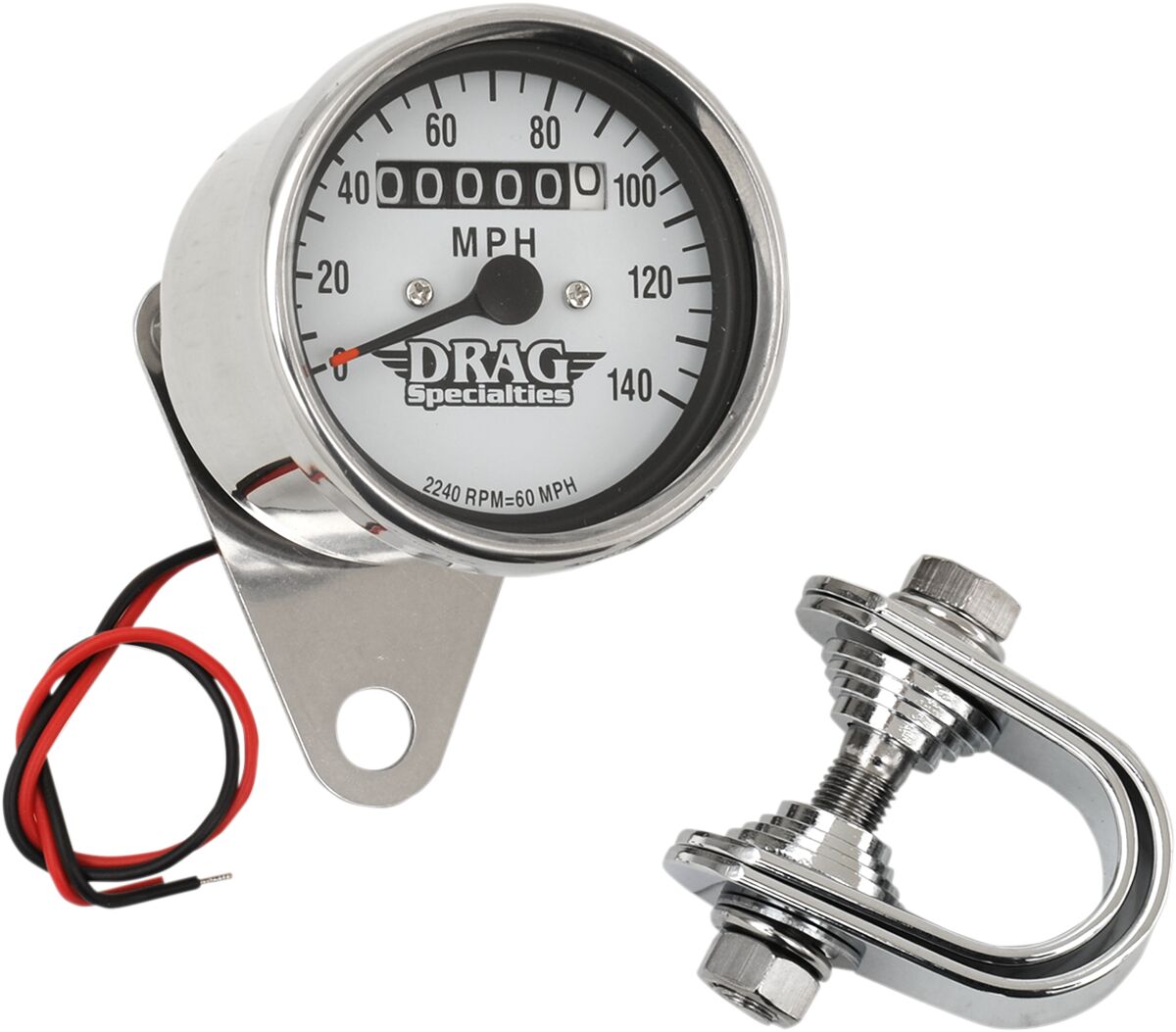 2.4" MECHANICAL SPEEDOMETER 2240:60 CHROME WHITE FACE