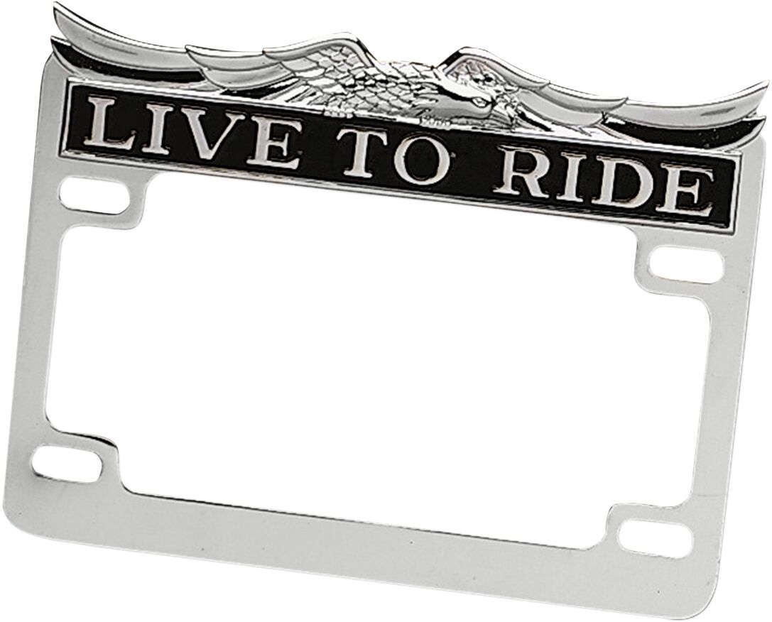 LICENSE PLATE FRAME "LIVE-TO-RIDE" CHROME
