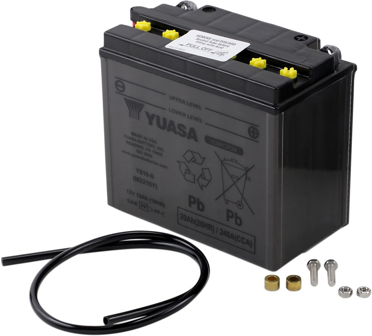 Aku Yumicron 12V, 175 mm x 100 mm x 155 mm, tavaline pliihappe asendus, läbipaistev