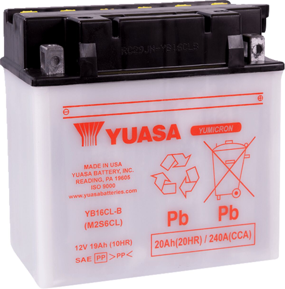 Aku Yumicron 12V, 172,72 mm x 100 mm x 172,72 mm, tavaline pliihappe asendus, läbipaistev