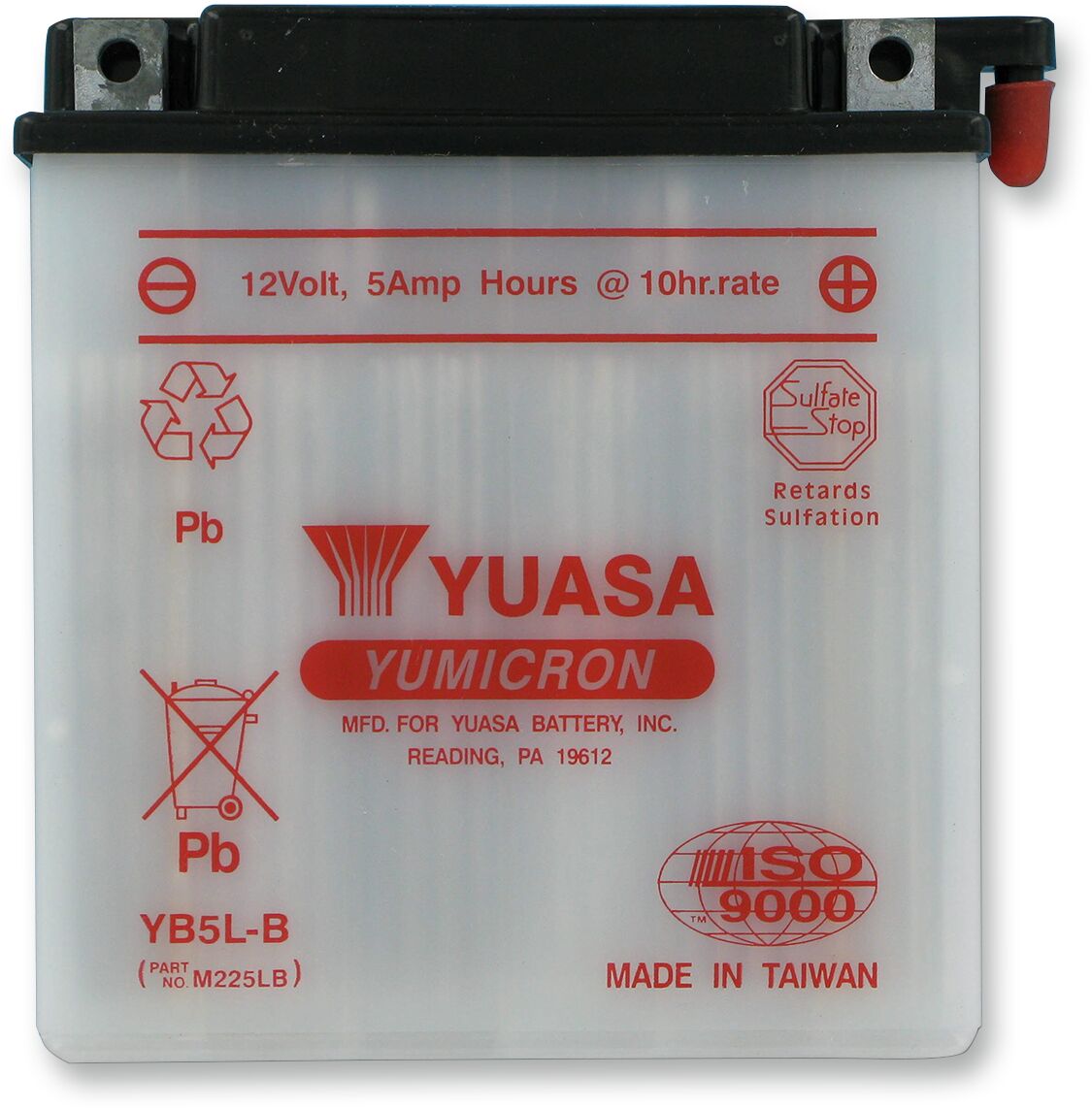 Aku Yumicron 12V, 120 mm x 58,42 mm x 129,54 mm, tavaline pliihappe asendus, läbipaistev